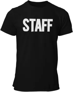 Men's Staff T-Shirt Front Back Print Tee Event Uniform Tshirt