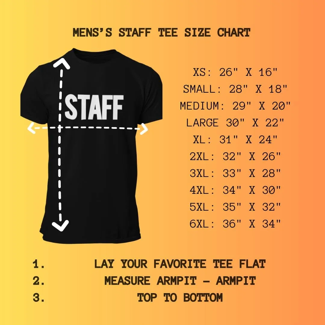 Men's Staff T-Shirt Front Back Print Tee Event Uniform Tshirt