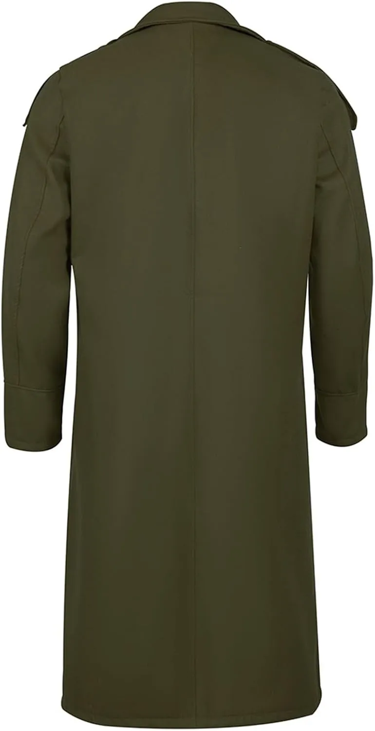 Mens Trench Coat Wool Blend Notched Collar Single Breasted Long Jacket Slim Fit Knee Length Winter Overcoat