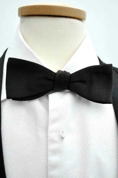 Men's Vintage 40s Black Faille Clip On Bow Tie