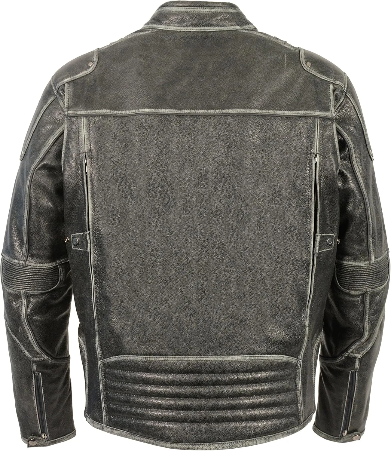 Men's Vintage Distressed Slate Leather Motorcycle Jacket, Vest & Chap
