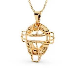 Mini Baseball Catchers Mask Necklace | Gold Stainless Steel
