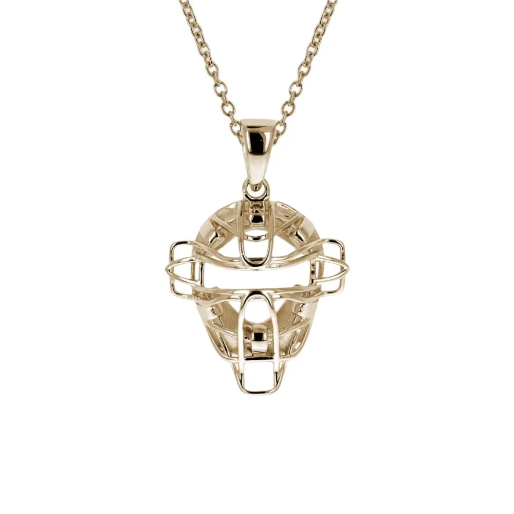 Mini Baseball Catchers Mask Necklace | Gold