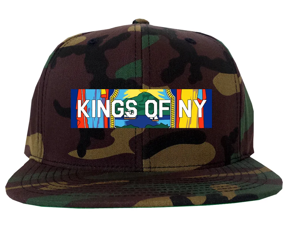 New York Flag Box Logo Mens Snapback Hat
