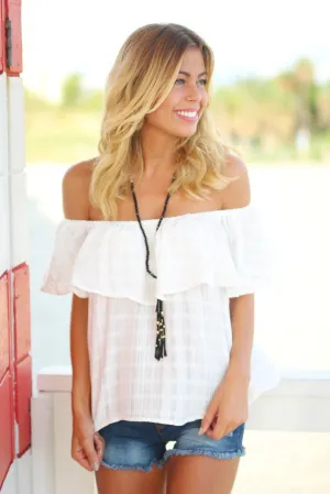 Off White Ruffled Top