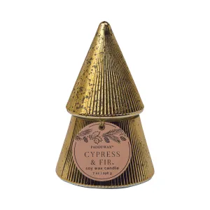Paddywax Cypress & Fir Stacked Tree Candle Gold 198g