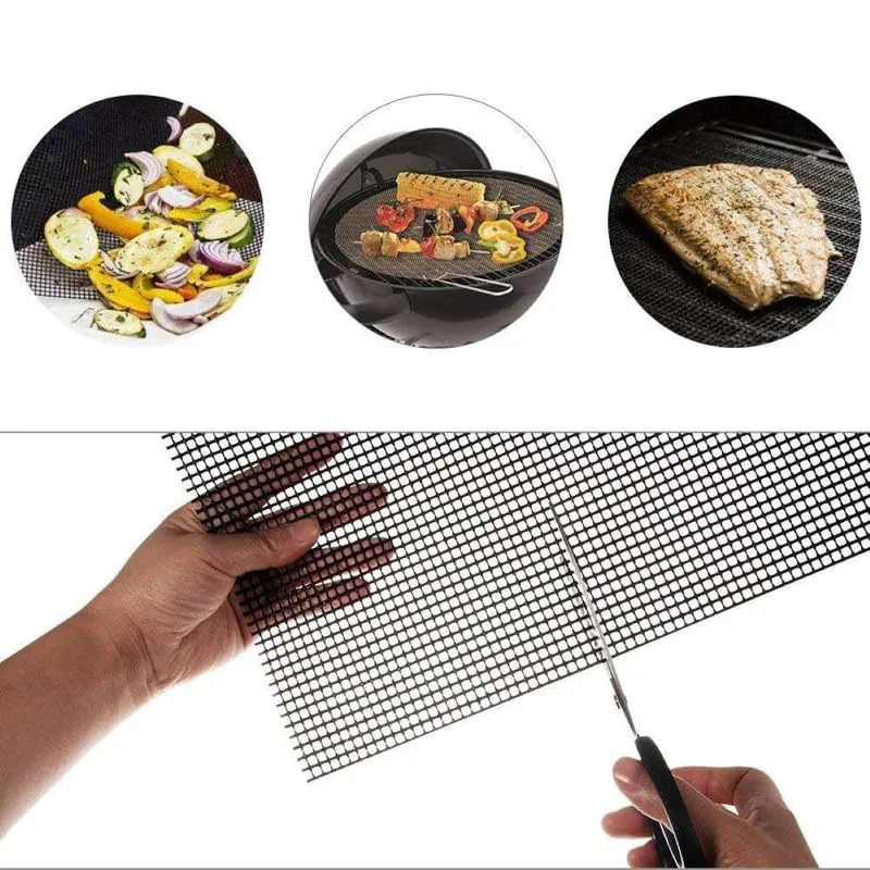 Peng Essentials Grill Mesh- A Barbeque Accessories | Non Stick, Reusable & Easy to clean, High Temperature Resistant| Works on Gas, Electric & Charcoal Grill & More -Set of 5