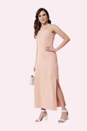 PINK HALTER DRESS FOR WOMEN