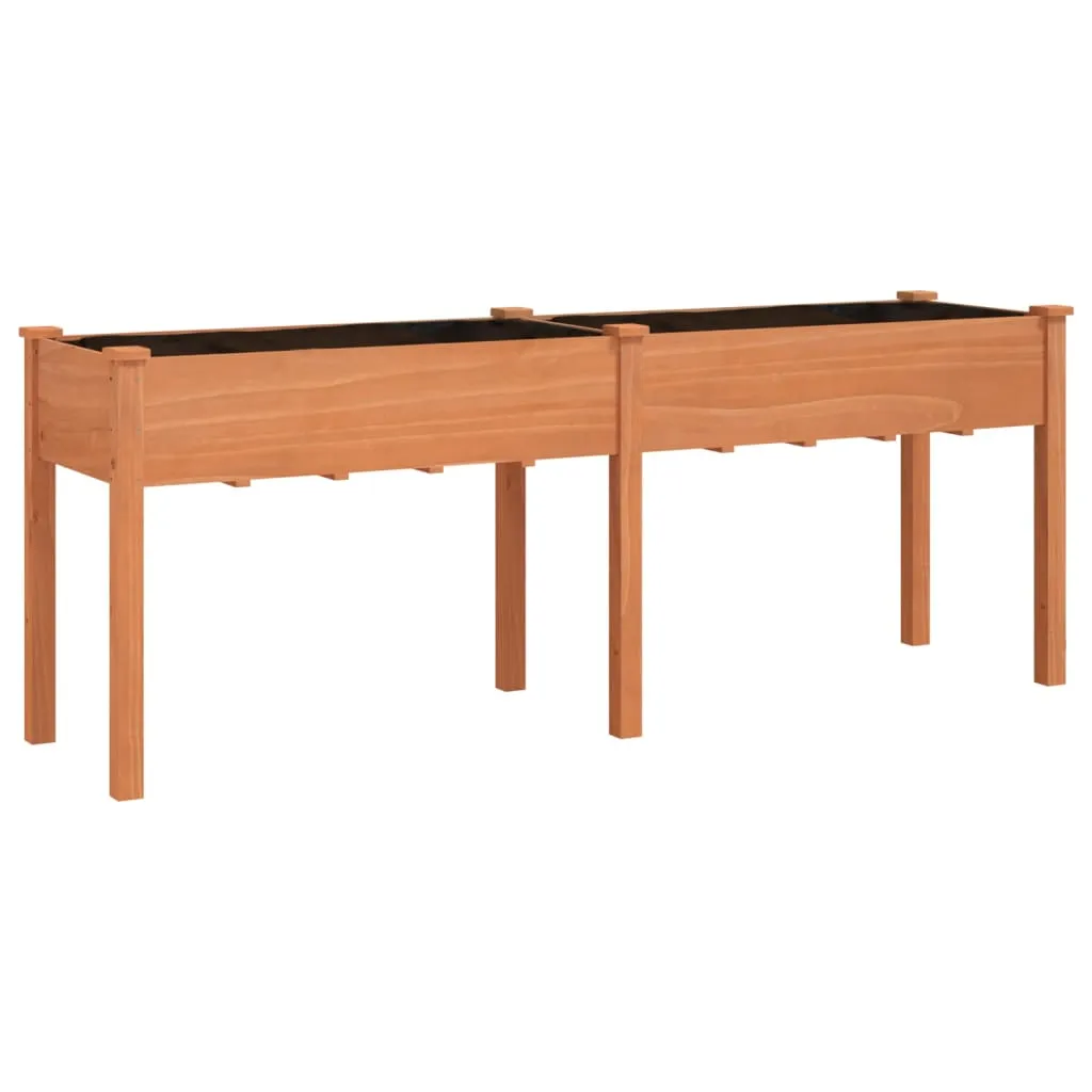 Planter with Liner Brown 203x53x76 cm Solid Wood Fir
