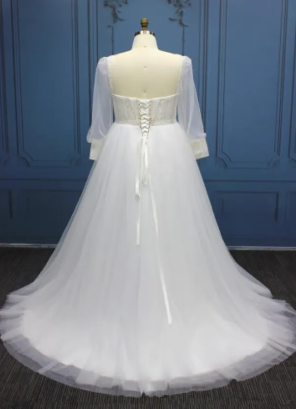 Plus Size Bridal Gown Long Sleeves Boho Style