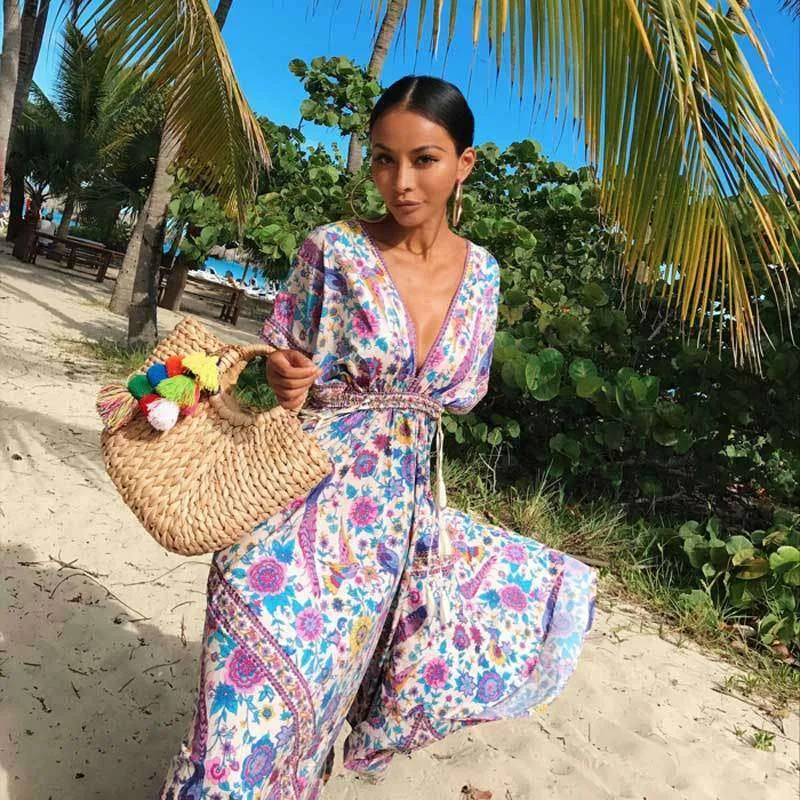 Retro Floral Maxi Dress
