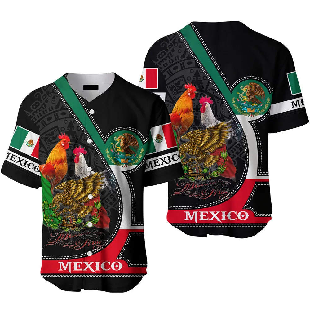 Rooster Mexico Flag Baseball Jerseys For Men & Women, Gift For Mexicans, Mexico Lovers