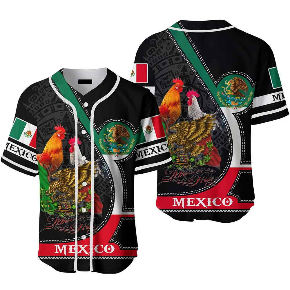 Rooster Mexico Flag Baseball Jerseys For Men & Women, Gift For Mexicans, Mexico Lovers