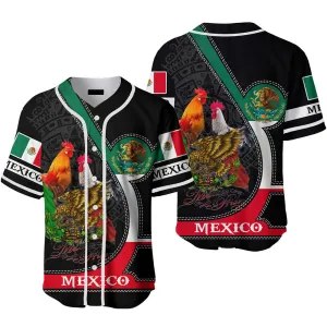 Rooster Mexico Flag Baseball Jerseys For Men & Women, Gift For Mexicans, Mexico Lovers