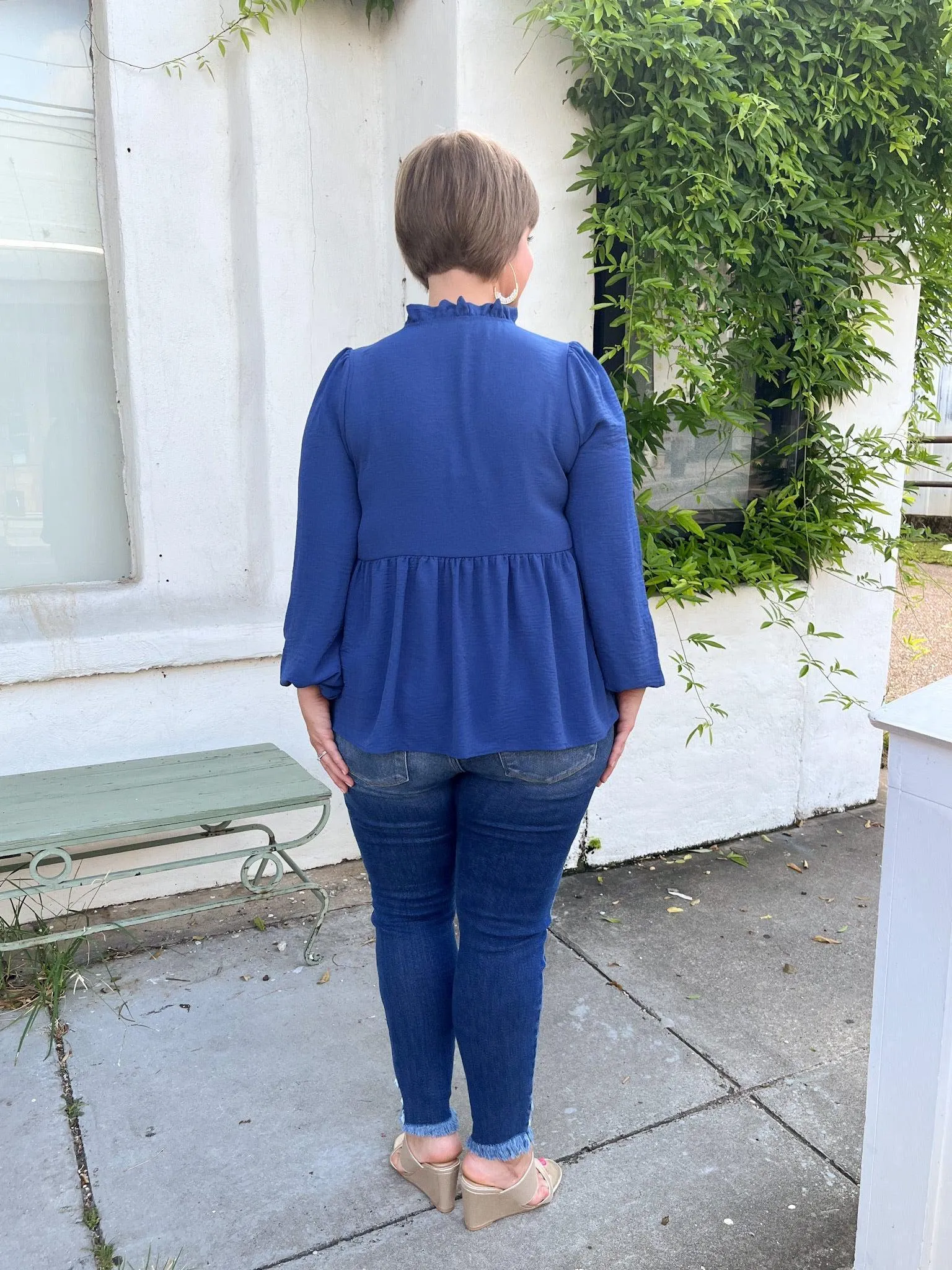 Ruffled Collar Babydoll Top