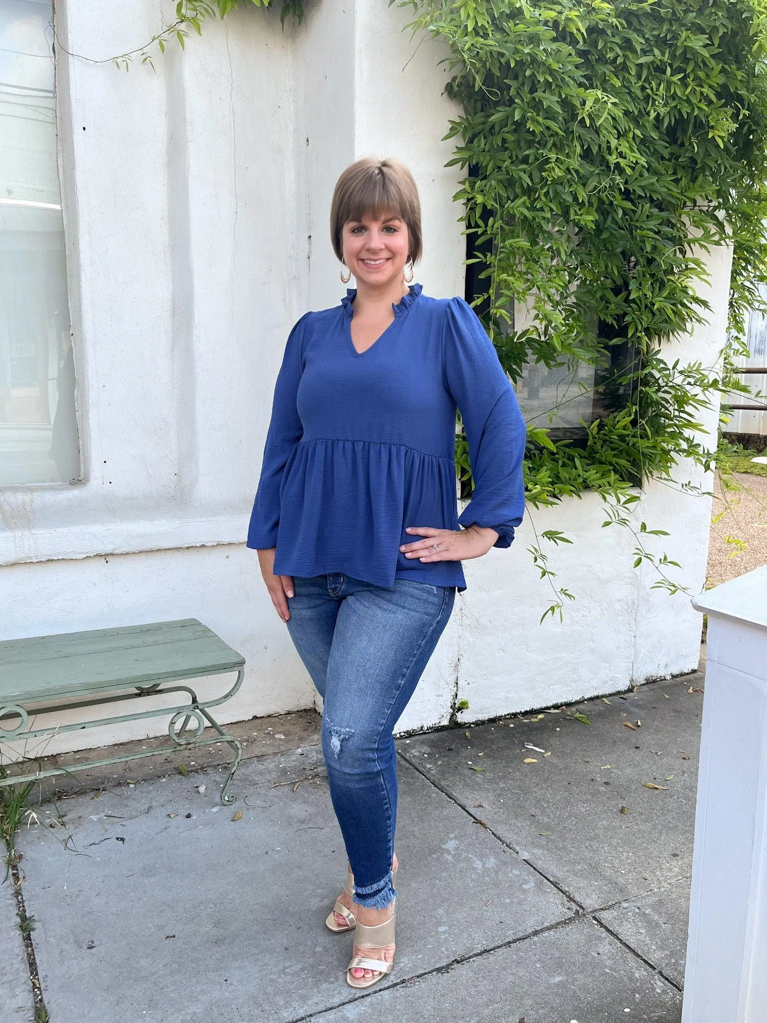 Ruffled Collar Babydoll Top