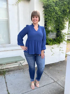 Ruffled Collar Babydoll Top