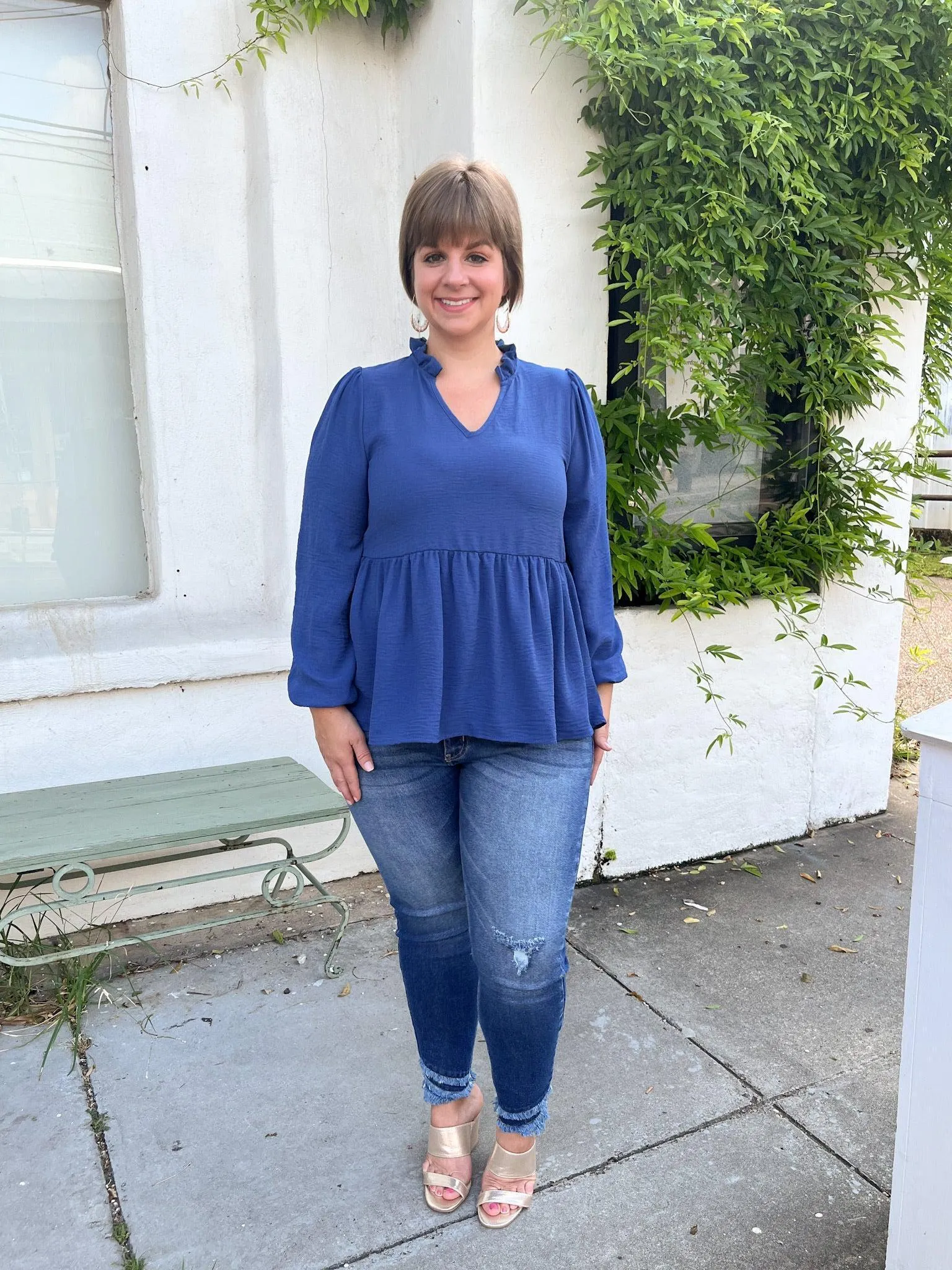 Ruffled Collar Babydoll Top