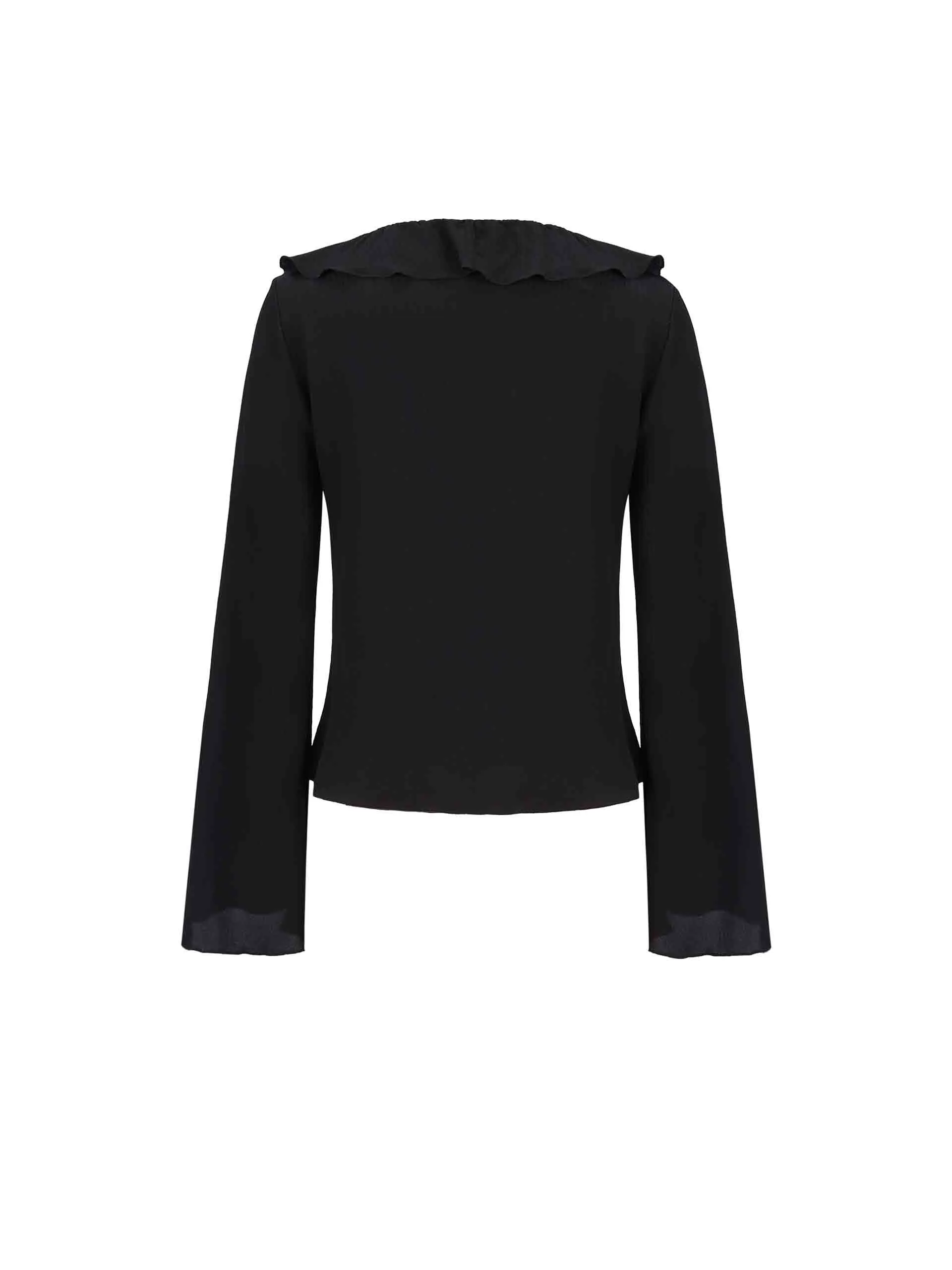 Silk Ruffled Trim Top