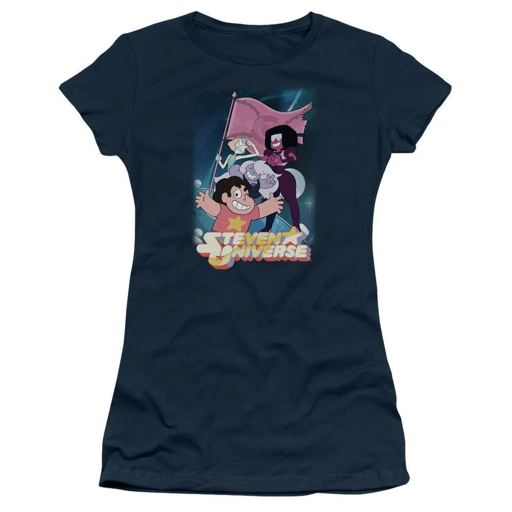 Steven Universe Crystal Gem Flag Juniors Navy T-Shirt