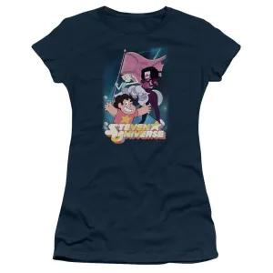 Steven Universe Crystal Gem Flag Juniors Navy T-Shirt
