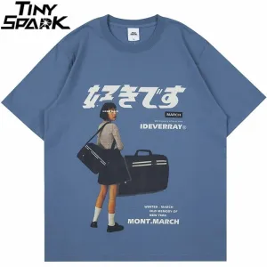 Streetwear Harajuku T-Shirt with Japanese Kanji Print