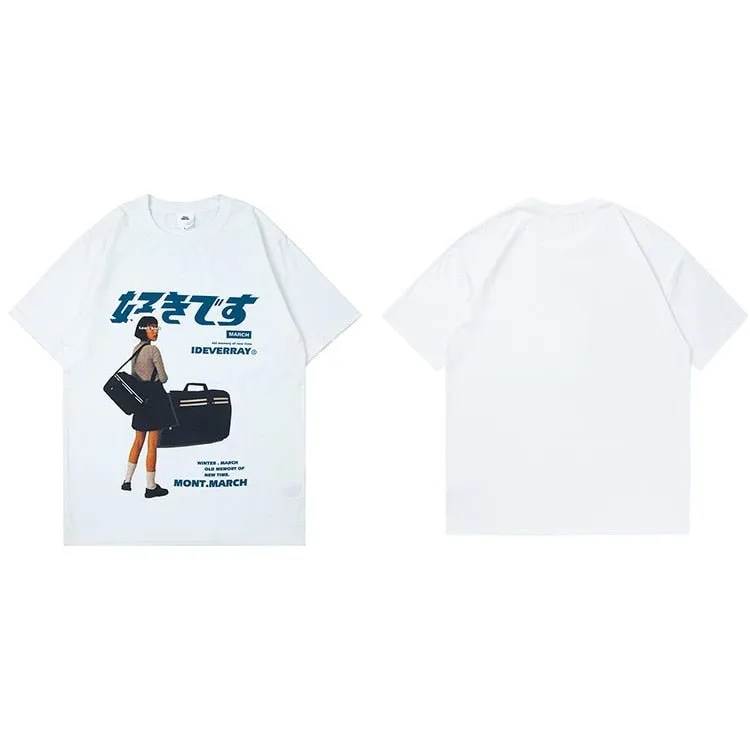 Streetwear Harajuku T-Shirt with Japanese Kanji Print