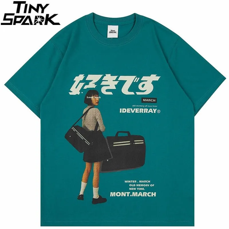 Streetwear Harajuku T-Shirt with Japanese Kanji Print