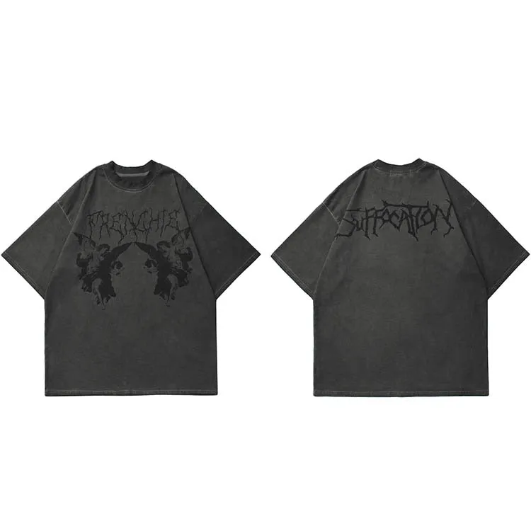 Streetwear Oversize Angel Dark Print T-Shirt