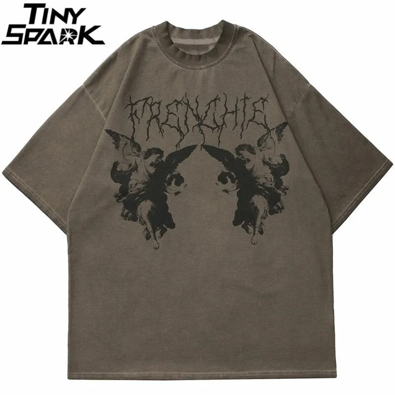 Streetwear Oversize Angel Dark Print T-Shirt