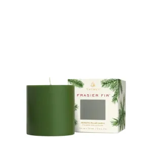 Thymes Frasier Fir Pillar Candle - Small 3" x 3"