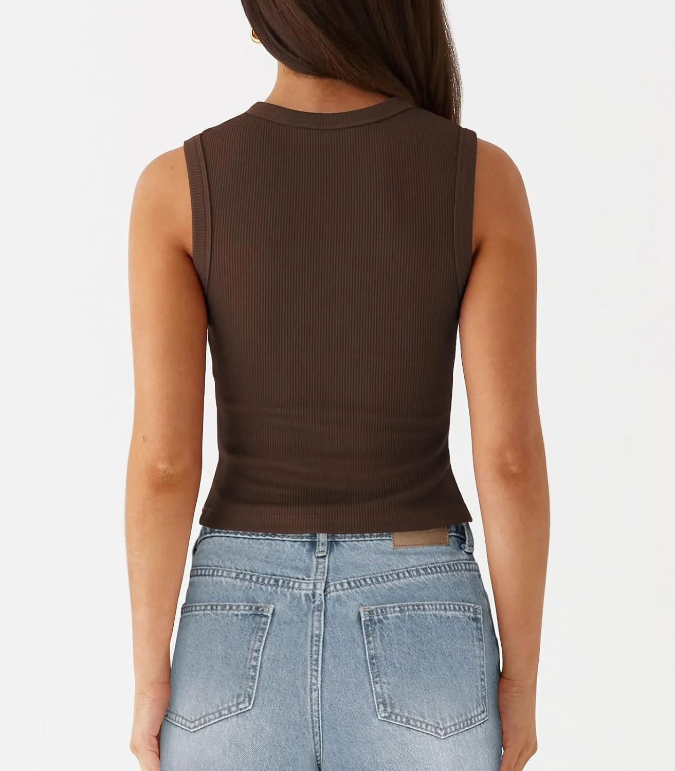 Womens Button Down Tank Top Sleeveless Ribbed Fitted Vest Casual Crewneck Trendy Y2K Going Out Crop Knit Vest Top