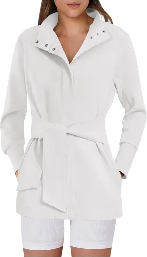 Women's Trench Coat Short Casual Spring Fall Fashion jackets 2024 Classic Lapel Overcoat Outerwear With Belt