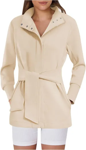 Women's Trench Coat Short Casual Spring Fall Fashion jackets 2024 Classic Lapel Overcoat Outerwear With Belt